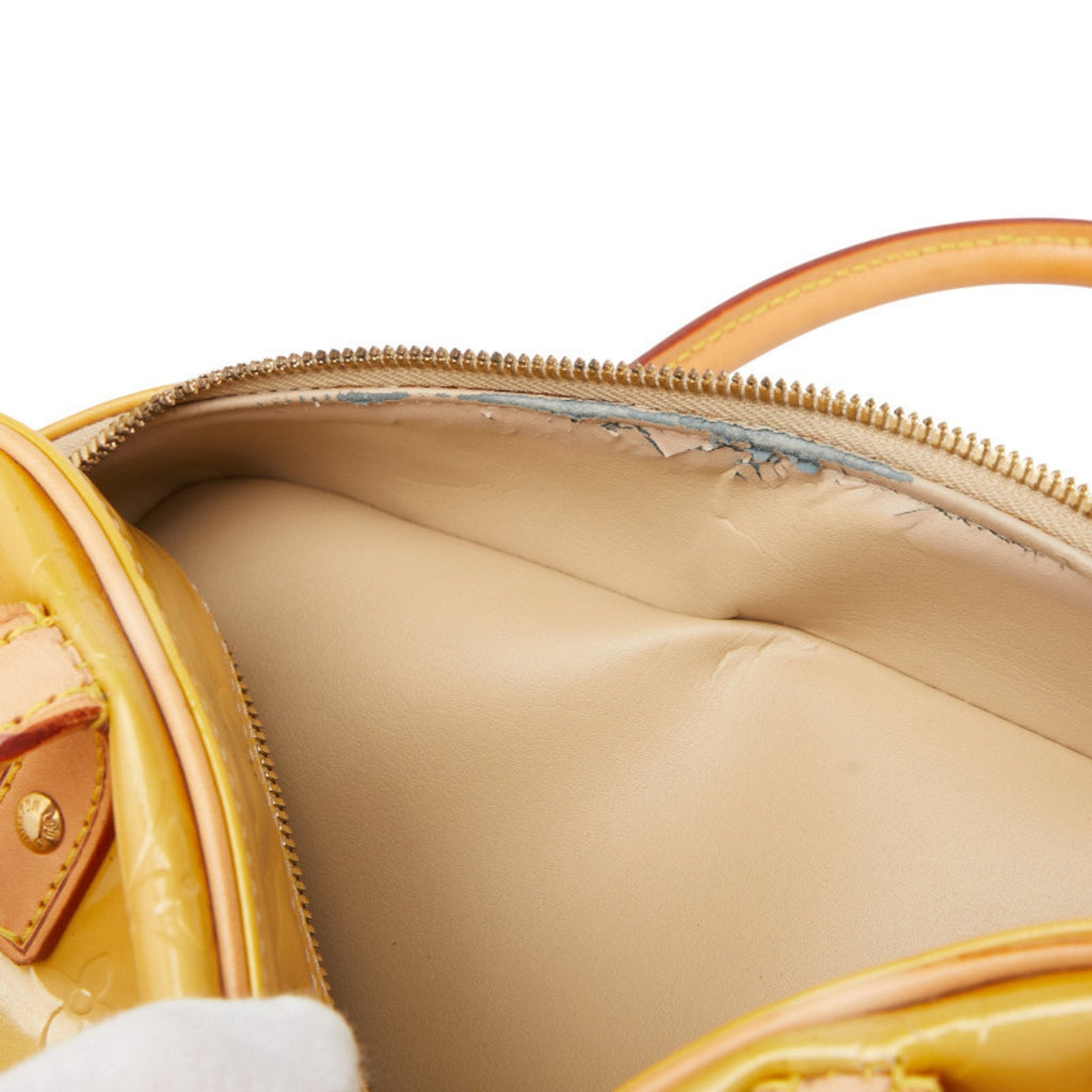 Louis Vuitton Beige Yellow Patent Leather Boston Bag Handbag