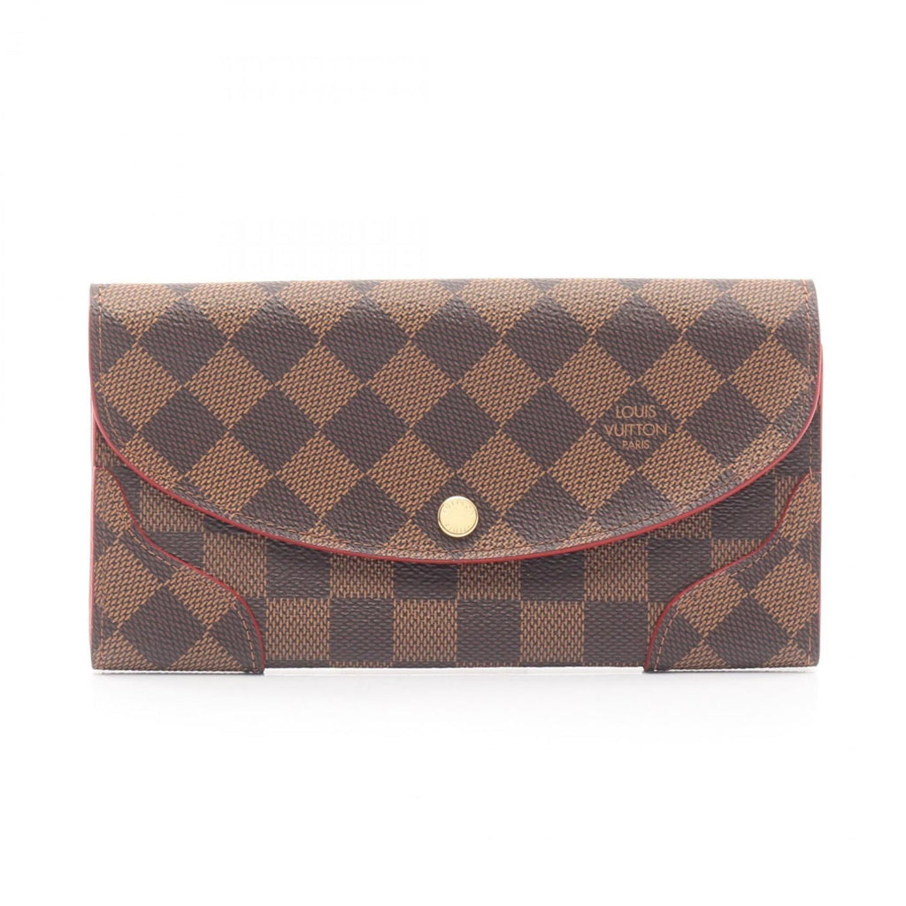 Louis Vuitton Brown Cerise Ebene Red Color Damier Canvas Leather Pvc Long Wallet