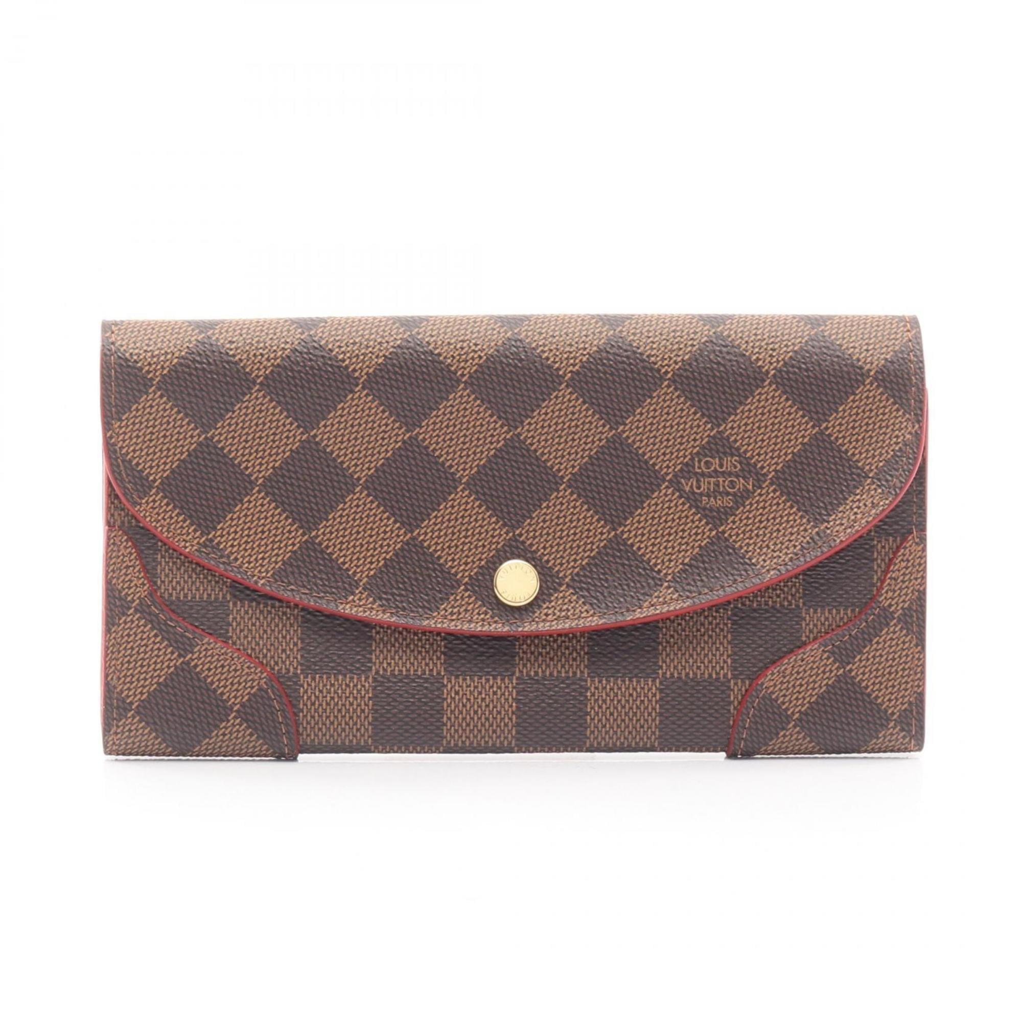 Louis Vuitton Brown Cerise Ebene Red Color Damier Canvas Leather Pvc Long Wallet