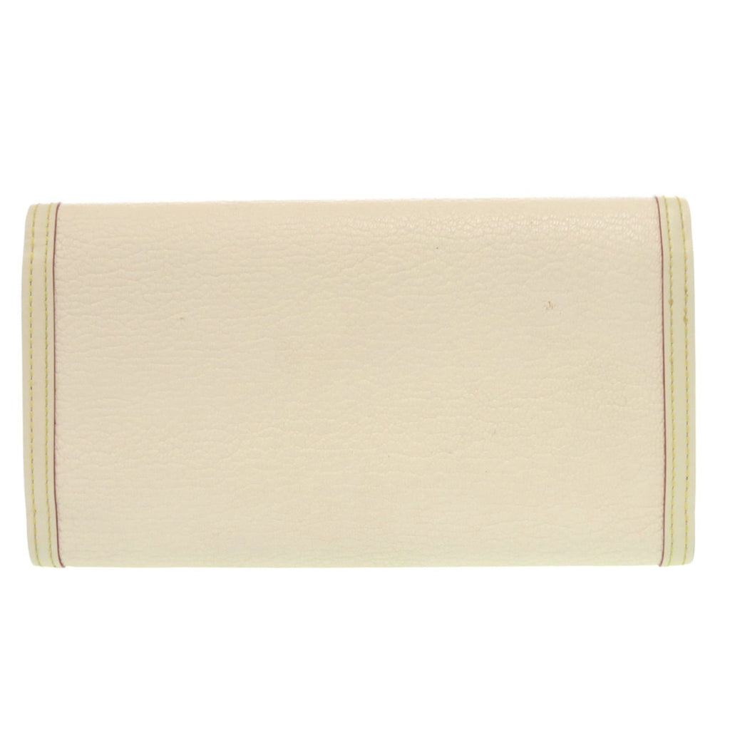 Louis Vuitton White Leather Long Wallet (Tri-Fold)