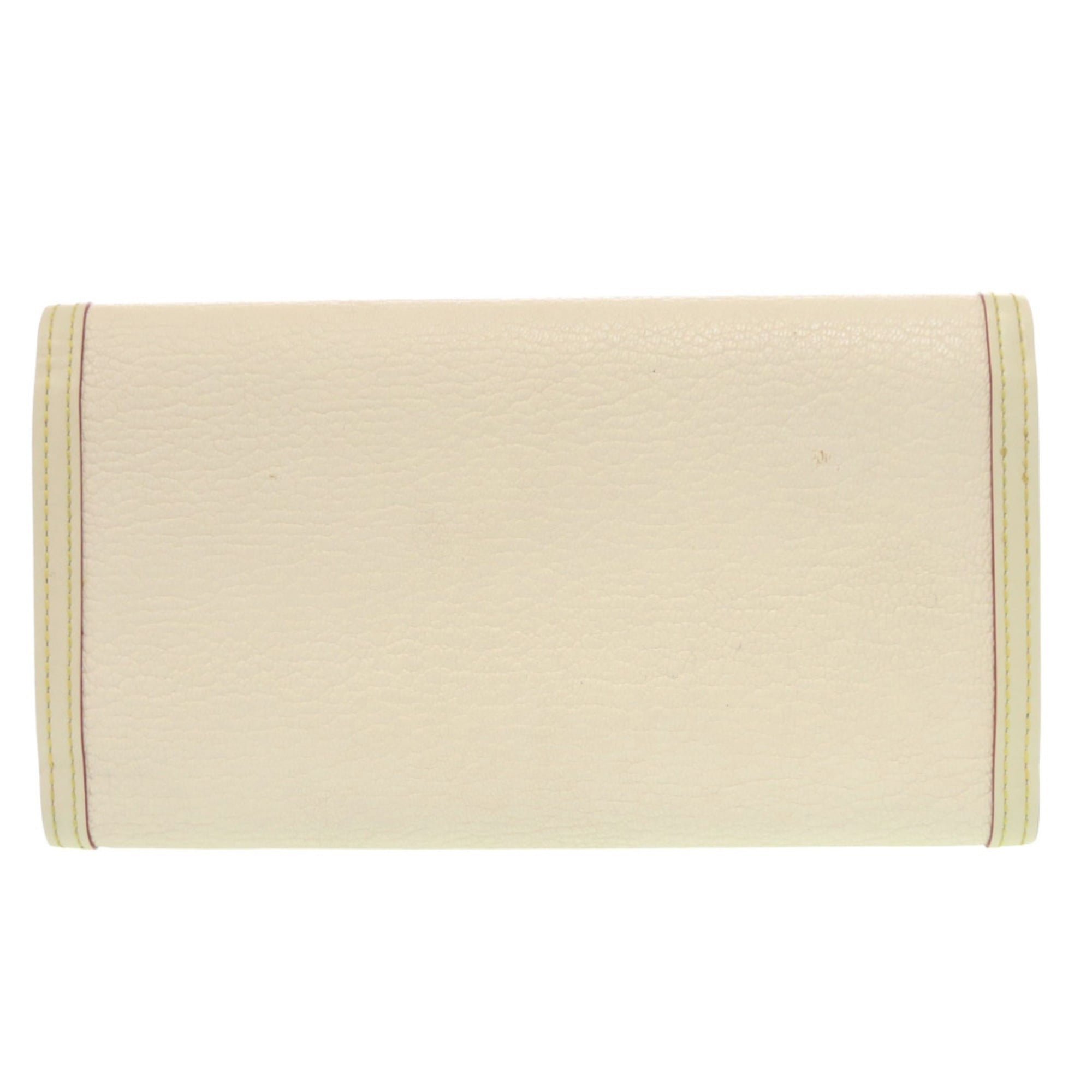 Louis Vuitton White Leather Long Wallet (Tri-Fold)