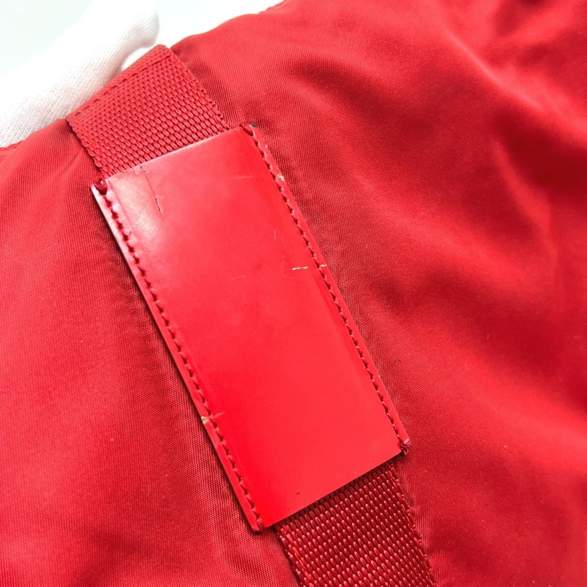 Prada Red Color Nylon Handbag Tote Bag