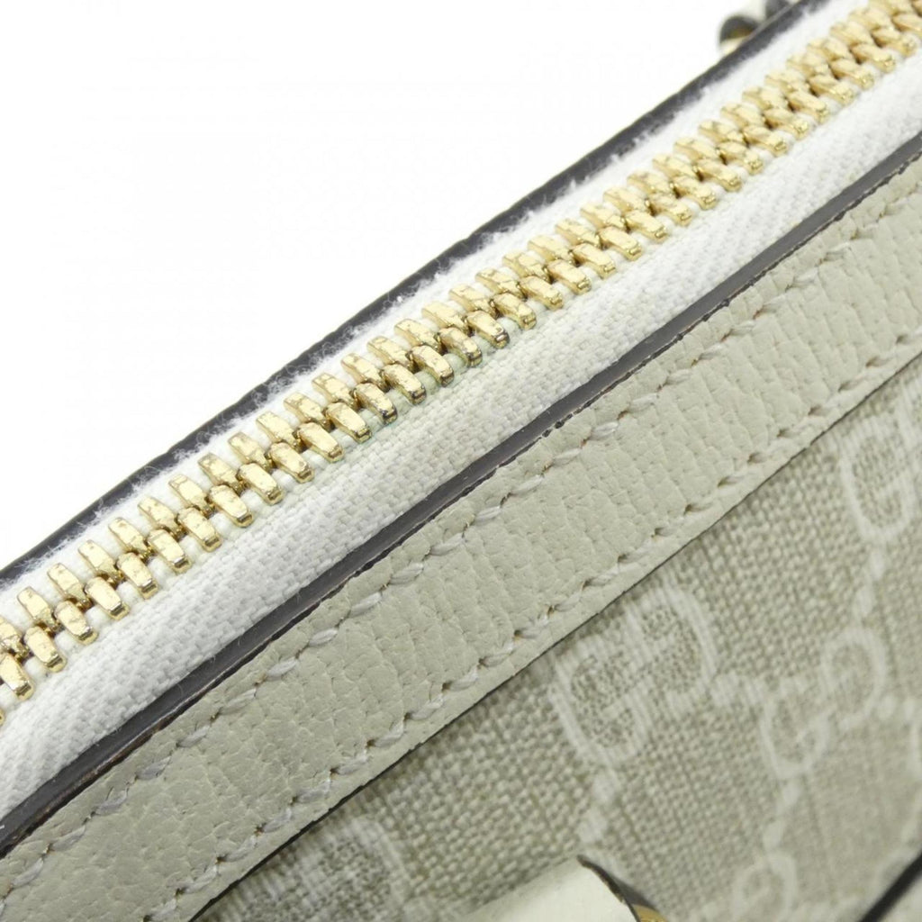 Gucci Horsebit Beige White Gg Supreme Handbag (Pre-Owned)