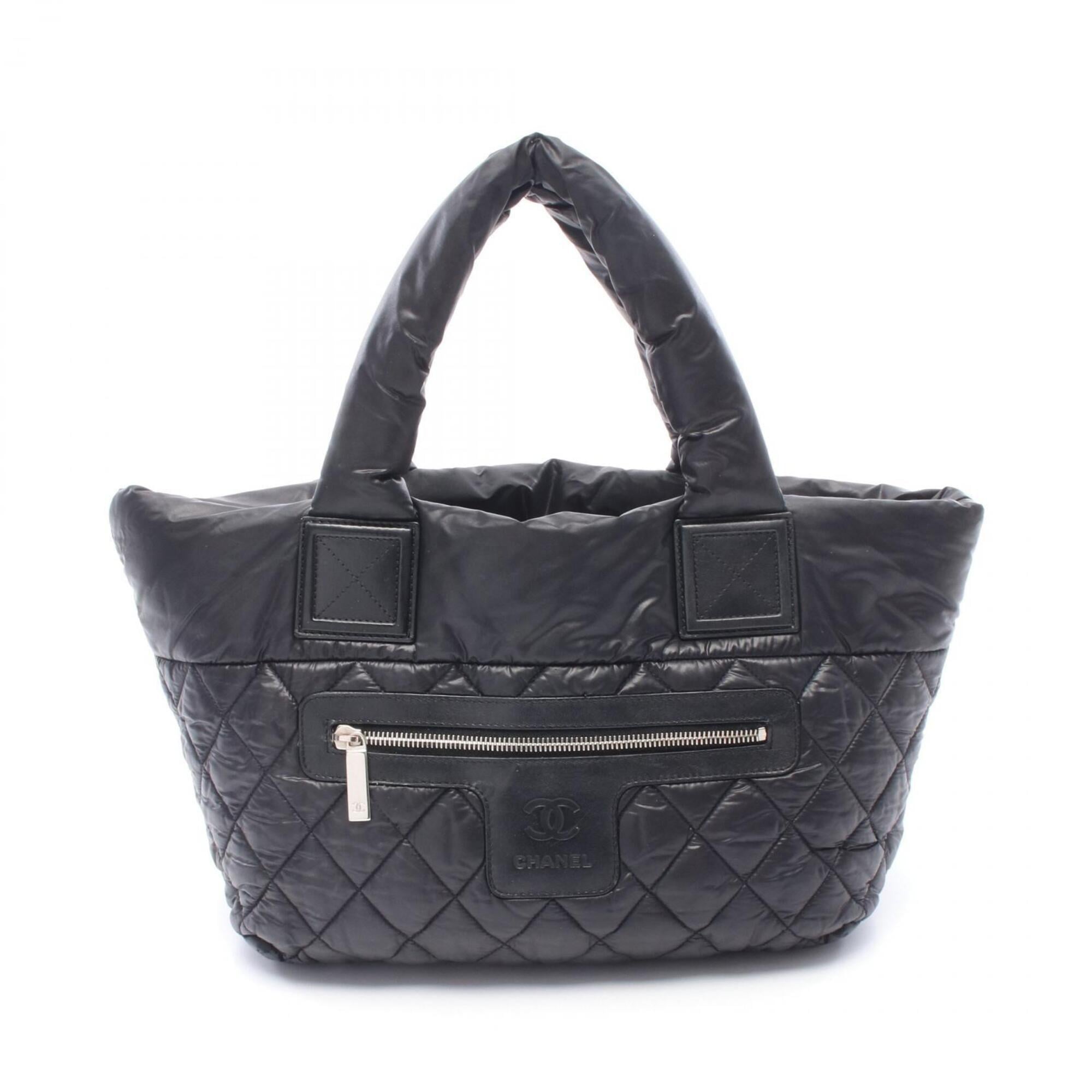 Chanel Black Bordeaux Nylon Leather Handbag Tote Bag