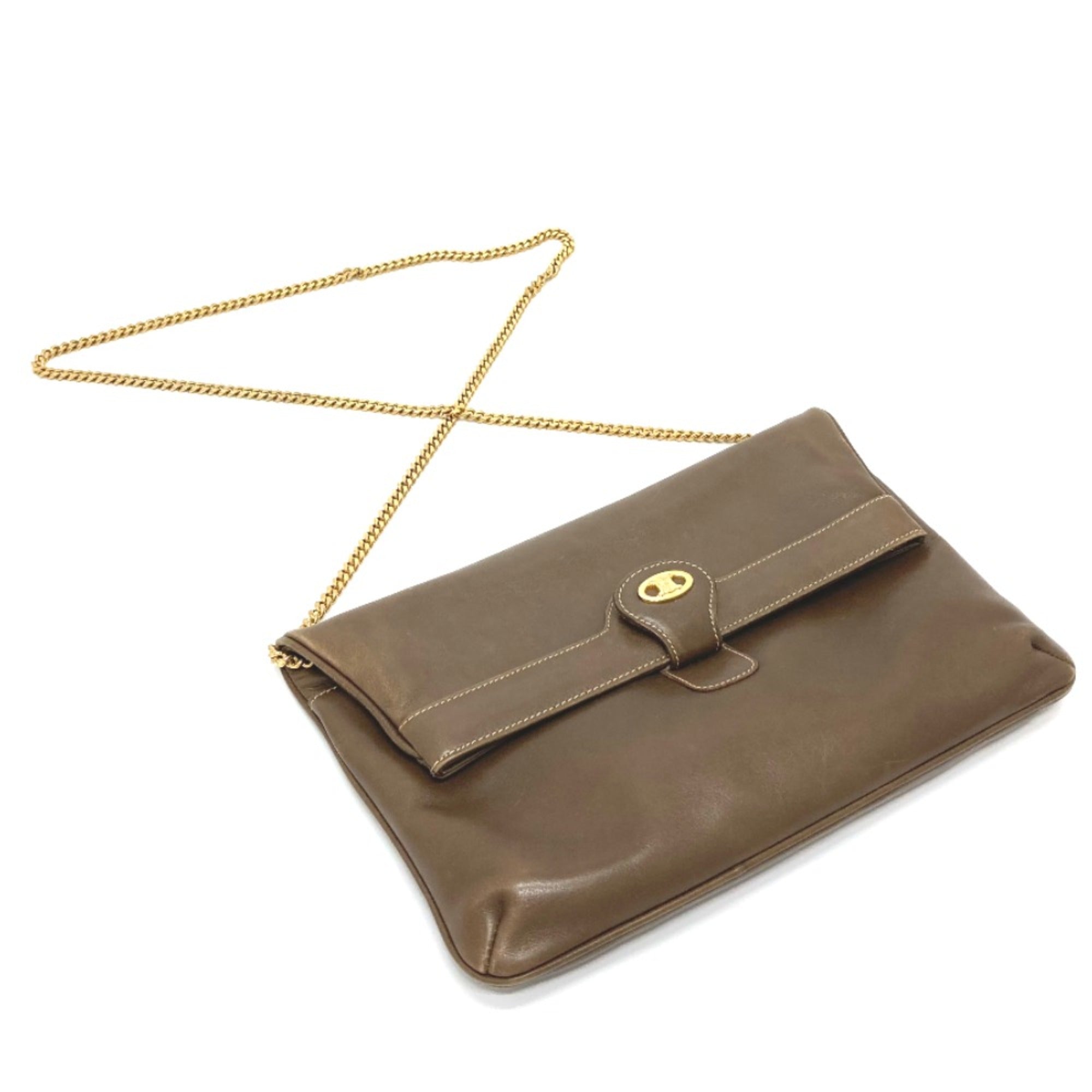 Celine Brown Leather Shoulder Bag