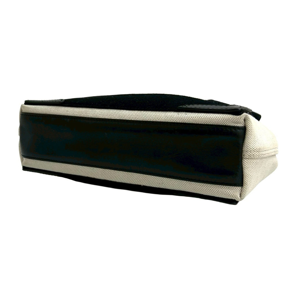 Balenciaga Black Ivory Canvas Leather Handbag Pouch Shoulder