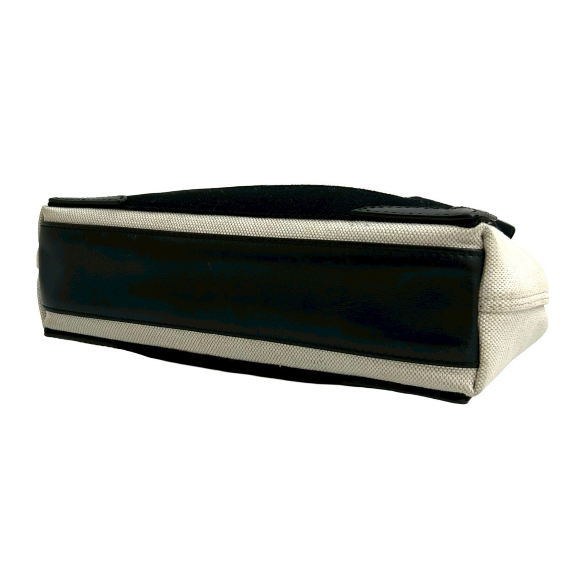 Balenciaga Black Ivory Canvas Leather Handbag Pouch Shoulder