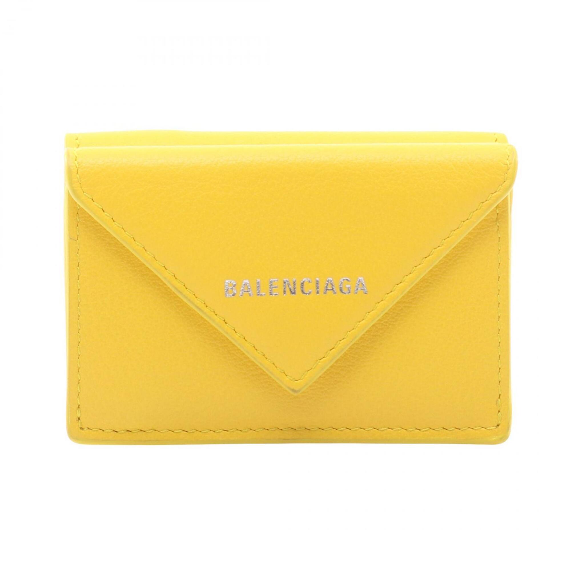 Balenciaga Yellow Leather Wallet (Tri-Fold)