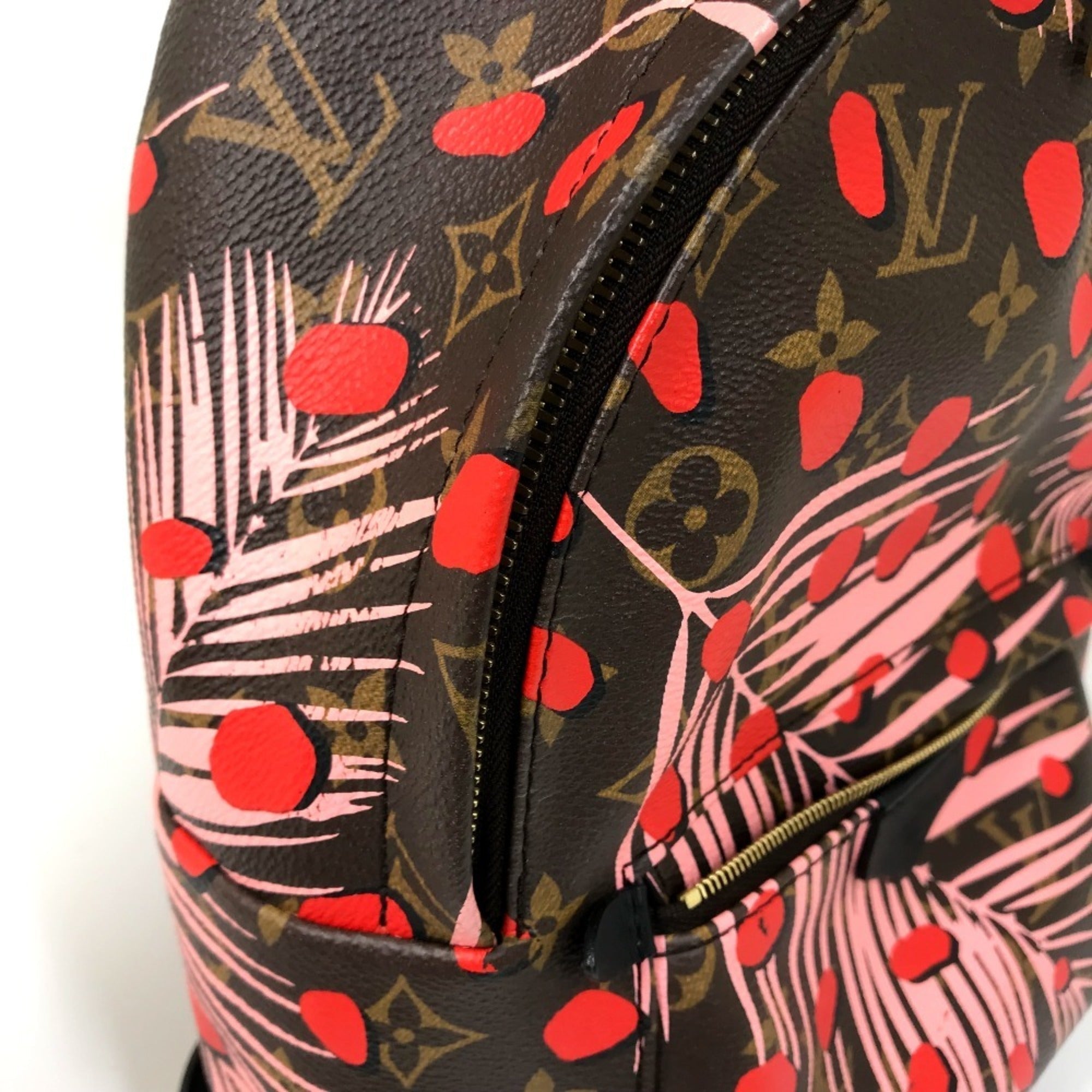Louis Vuitton Brown Pink Red Color Monogram Backpack