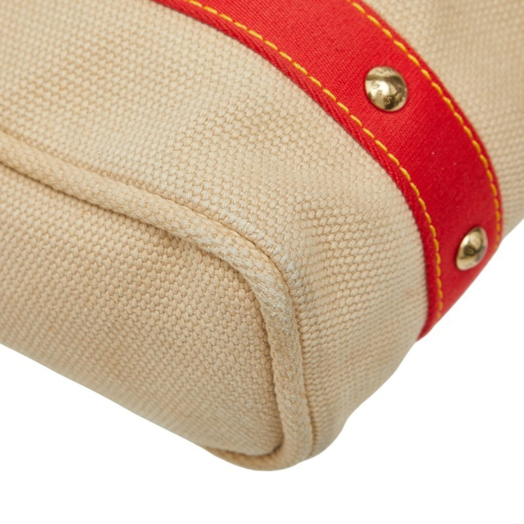 Louis Vuitton Beige Red Color Canvas Tote Bag