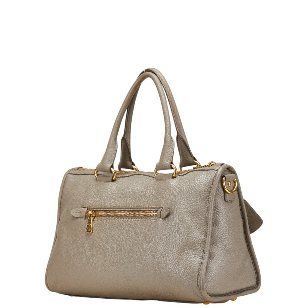 Prada Gray Leather Handbag Shoulder Bag
