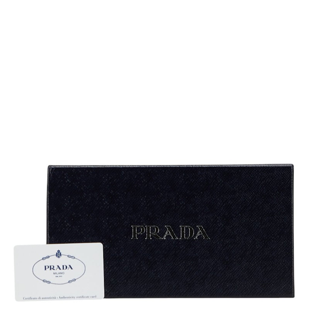 Prada Beige Leather Long Wallet (Bi-Fold)