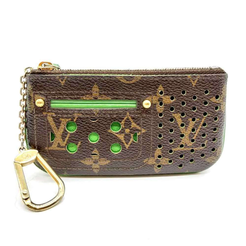 Louis Vuitton Brown Green Vert Monogram Perforated Coin Purse/Coin Case