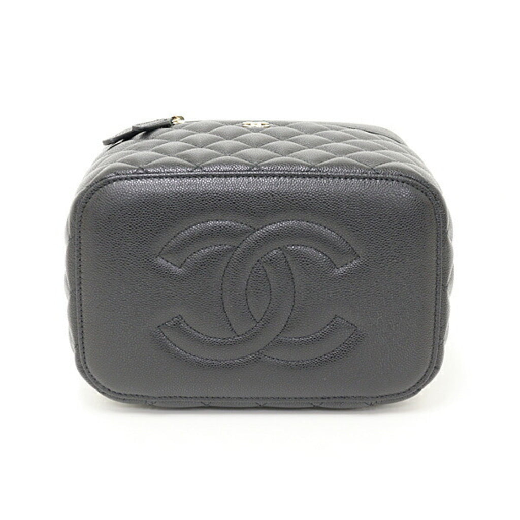 Chanel Black Grained Calfskin Handbag Vanity Bag