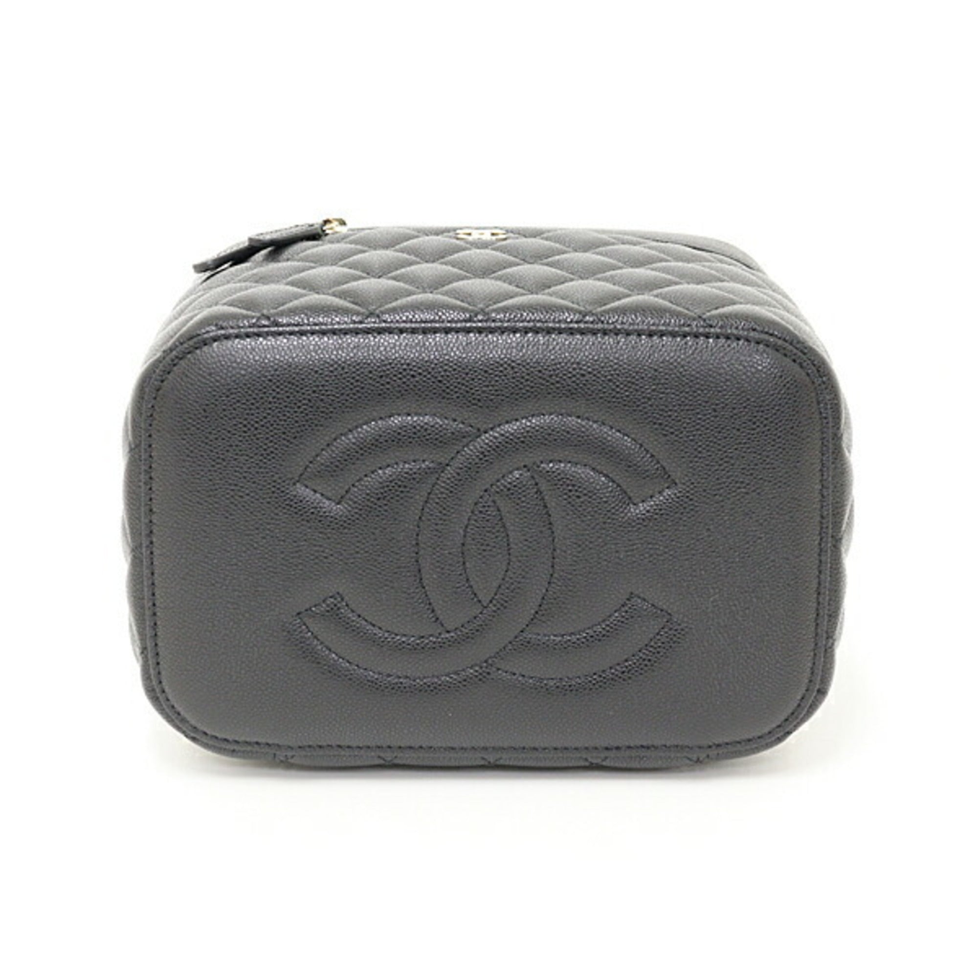 Chanel Black Grained Calfskin Handbag Vanity Bag