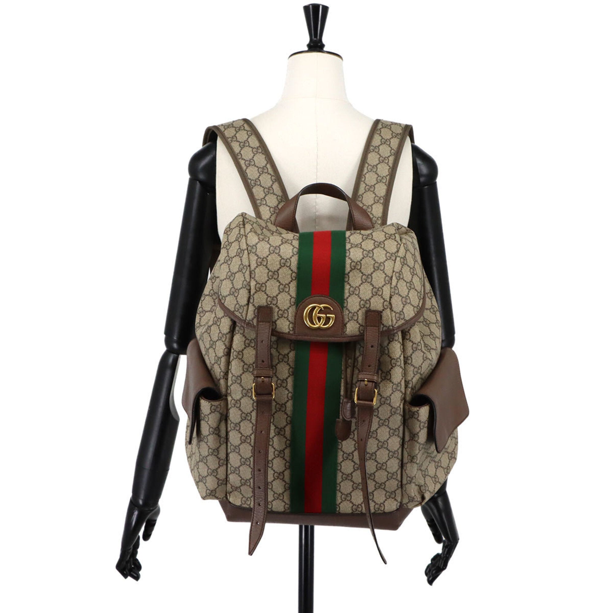 Gucci Beige Brown Gg Supreme Leather Backpack (Pre-Owned)