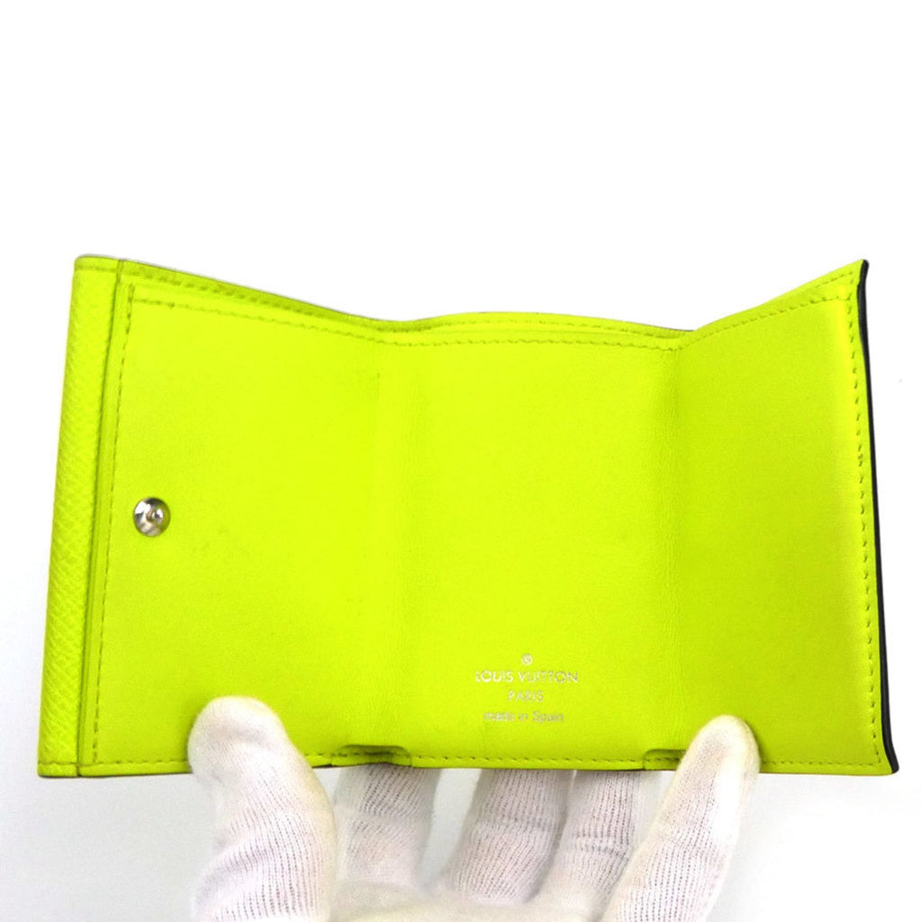 Louis Vuitton Green Yellow Pvc Leather Wallet (Tri-Fold)