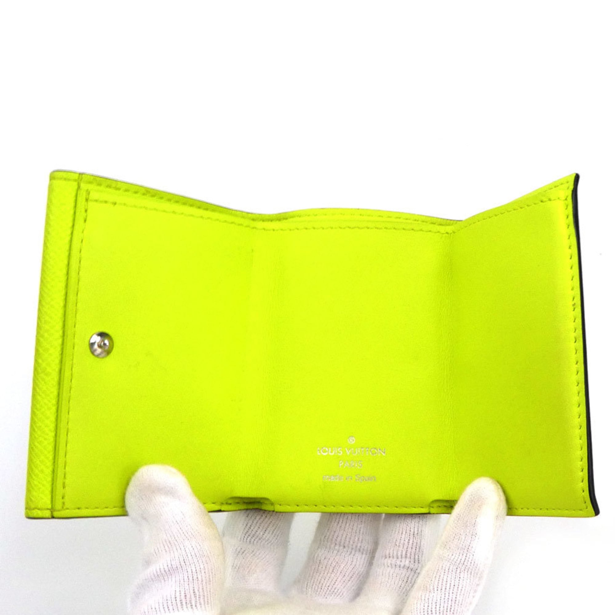 Louis Vuitton Green Yellow Pvc Leather Wallet (Tri-Fold)