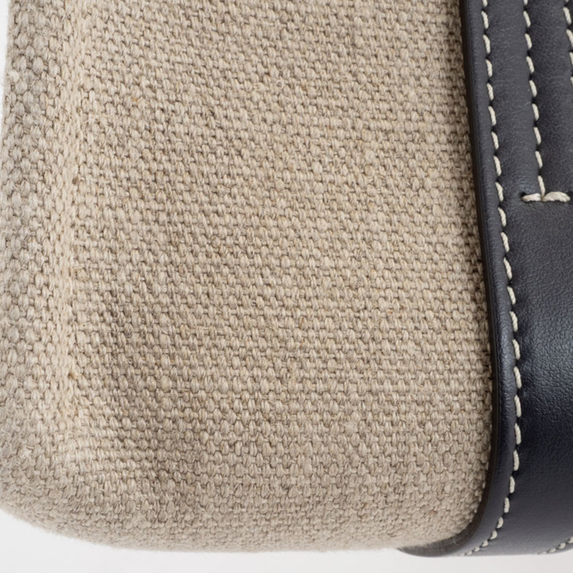 Chloé Blue White Linen Leather Tote Bag (Pre-Owned)