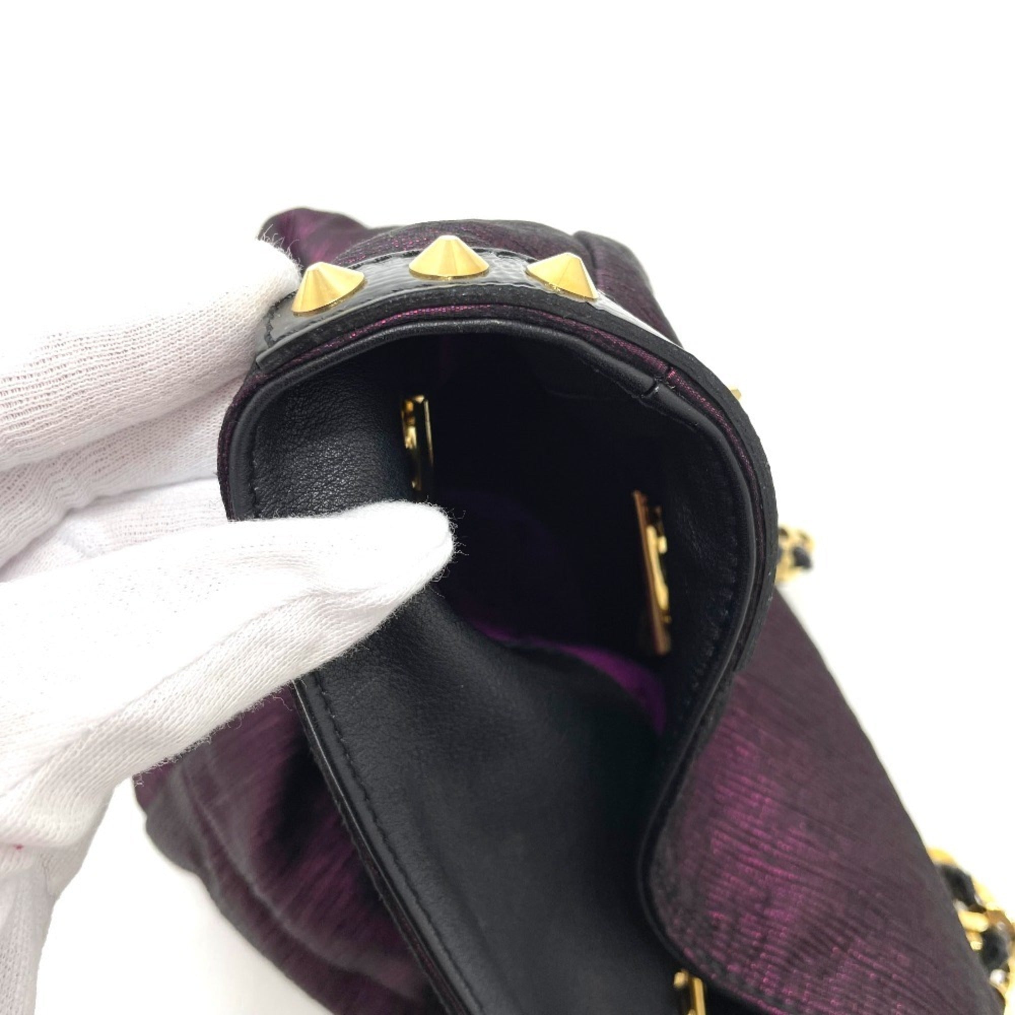 Louis Vuitton Black Purple Canvas Leather Handbag Tote Bag
