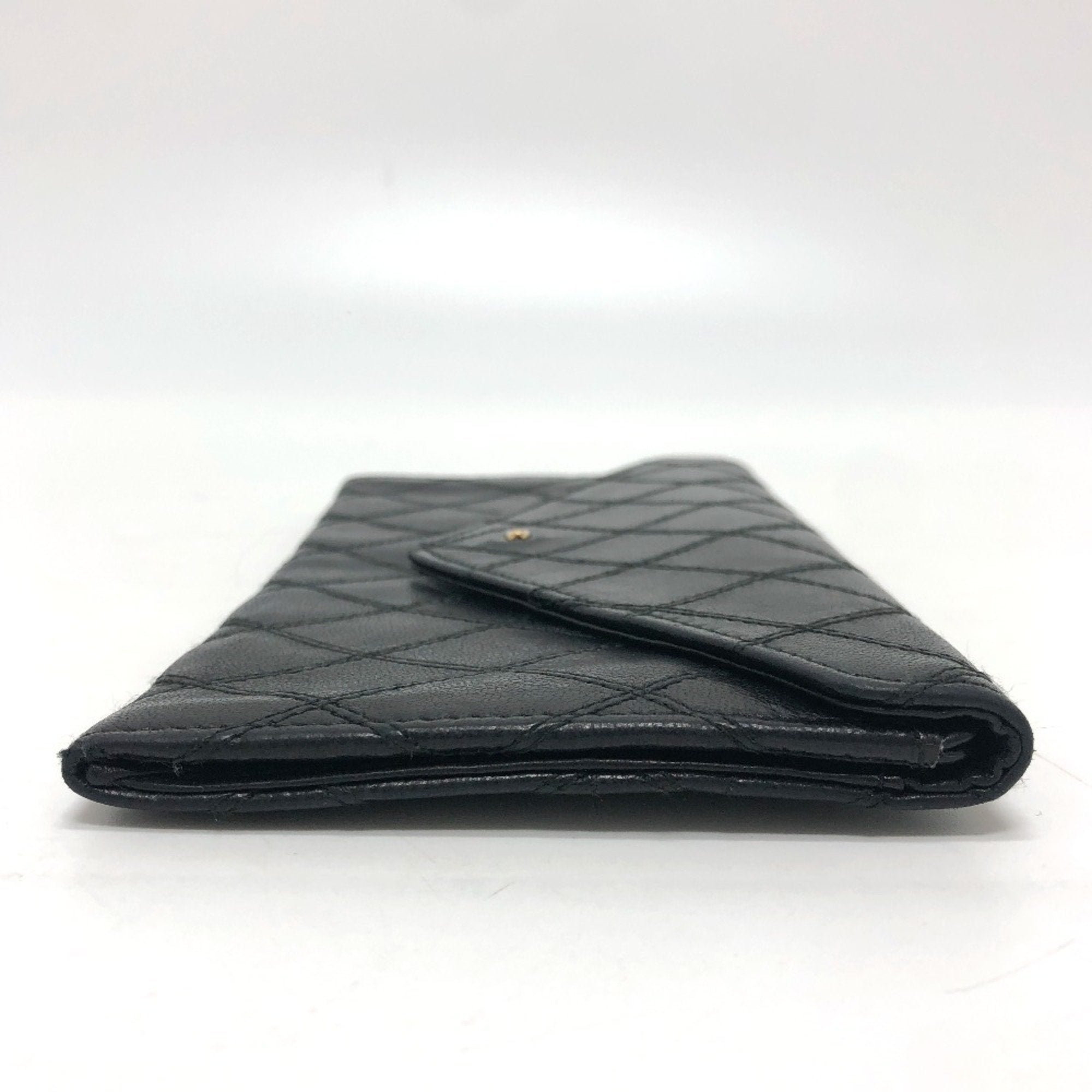 Chanel Black Leather Long Wallet (Bi-Fold)