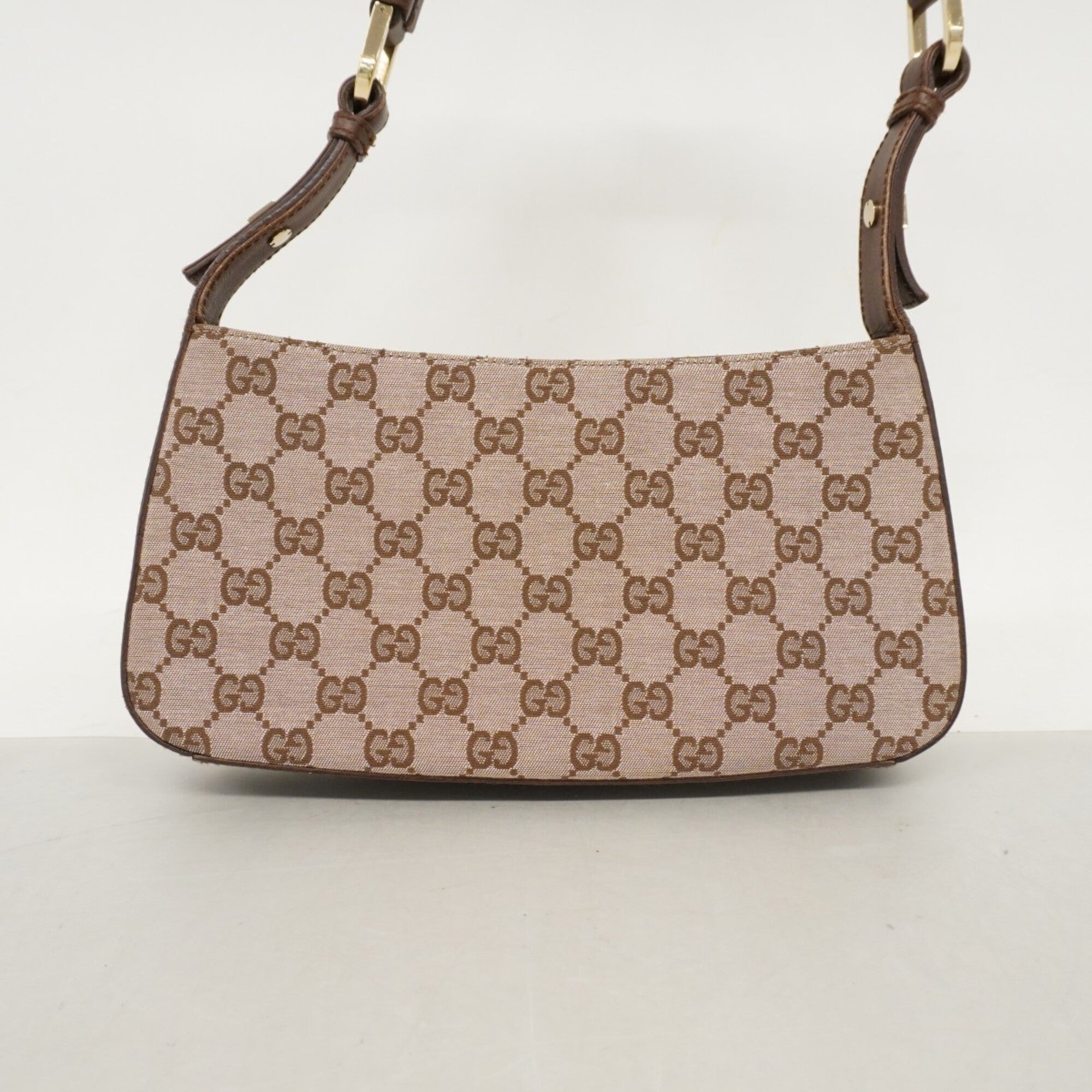 Gucci Brown Canvas Leather Handbag (Pre-Owned)
