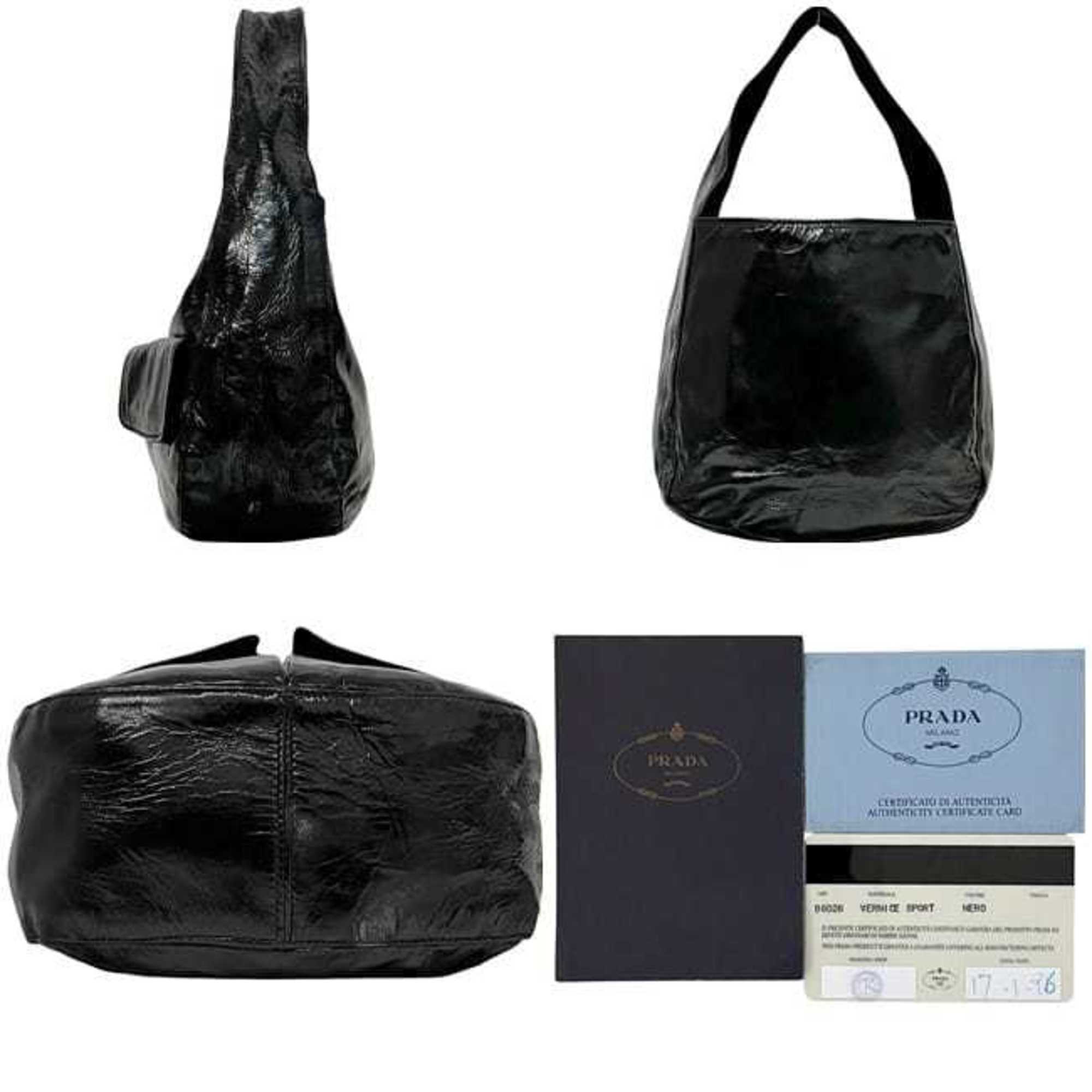 Prada Black Nero Patent Leather Handbag Tote Bag