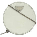 Prada White Leather Pochette Shoulder Bag