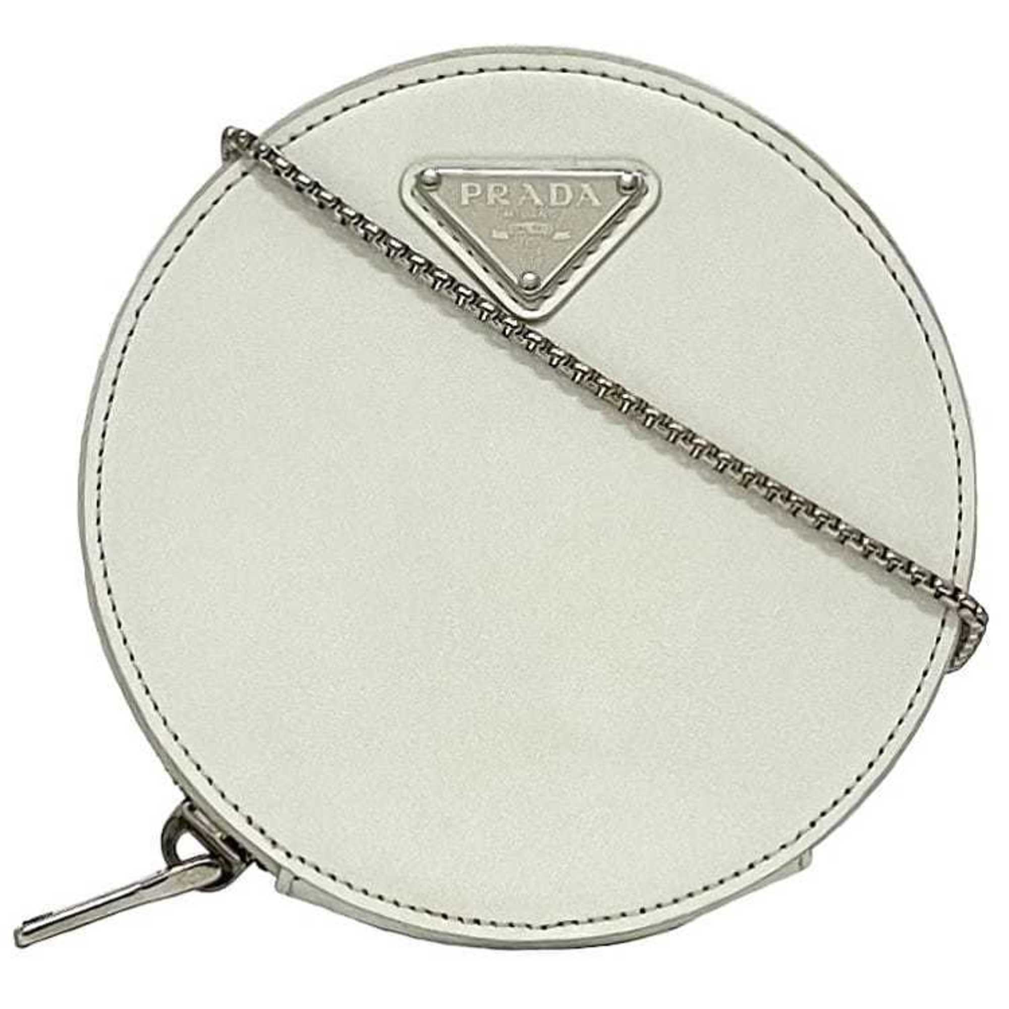 Prada White Leather Pochette Shoulder Bag