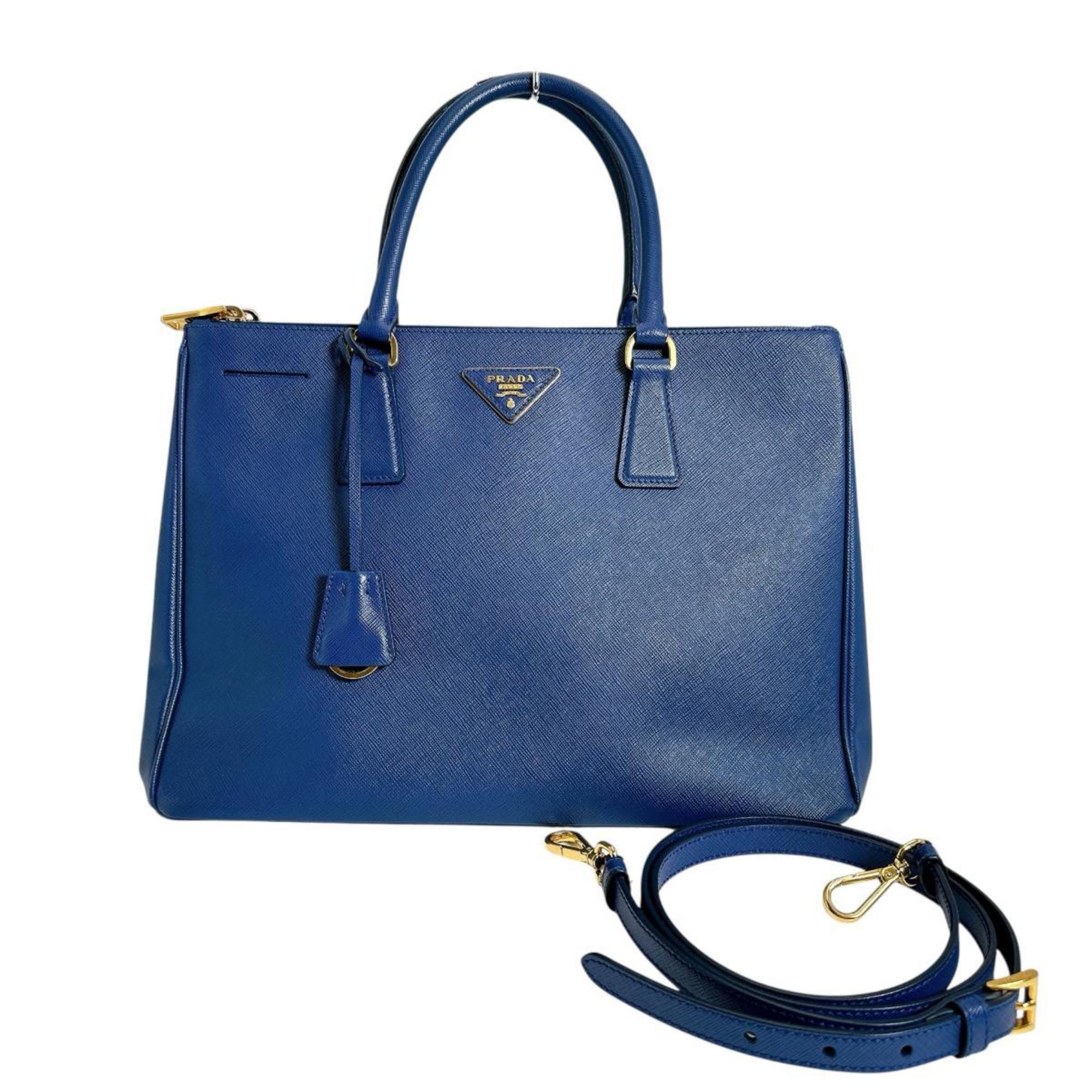 Prada Blue Leather Handbag Shoulder Bag