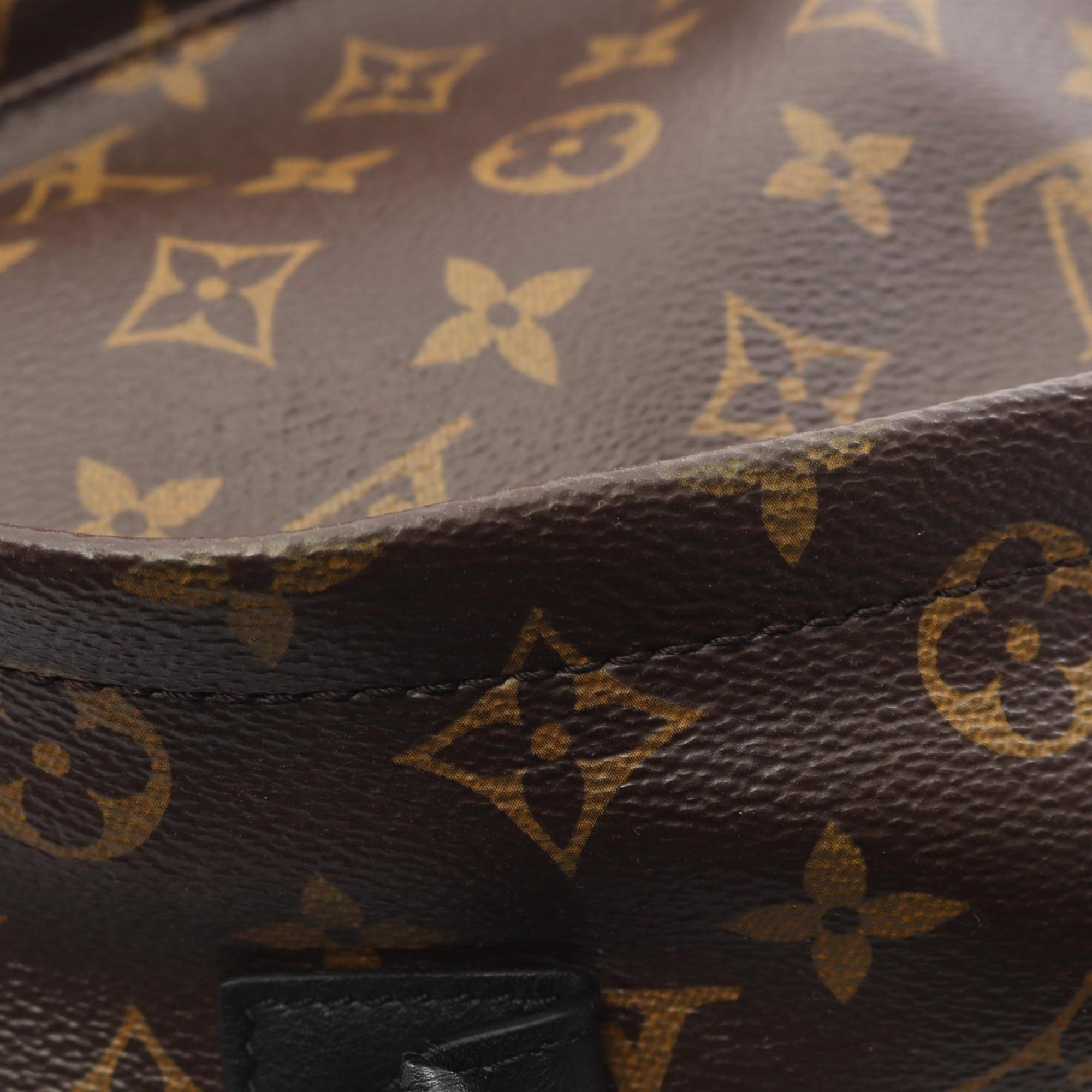 Louis Vuitton Black Brown Monogram Coated Canvas Leather Backpack