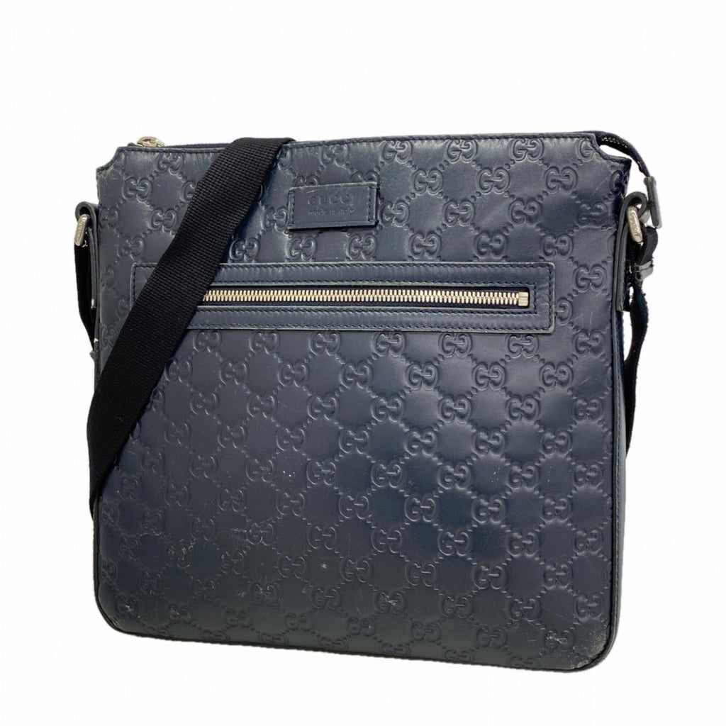 Gucci Navy Leather Shoulder Bag (Pre-Owned)