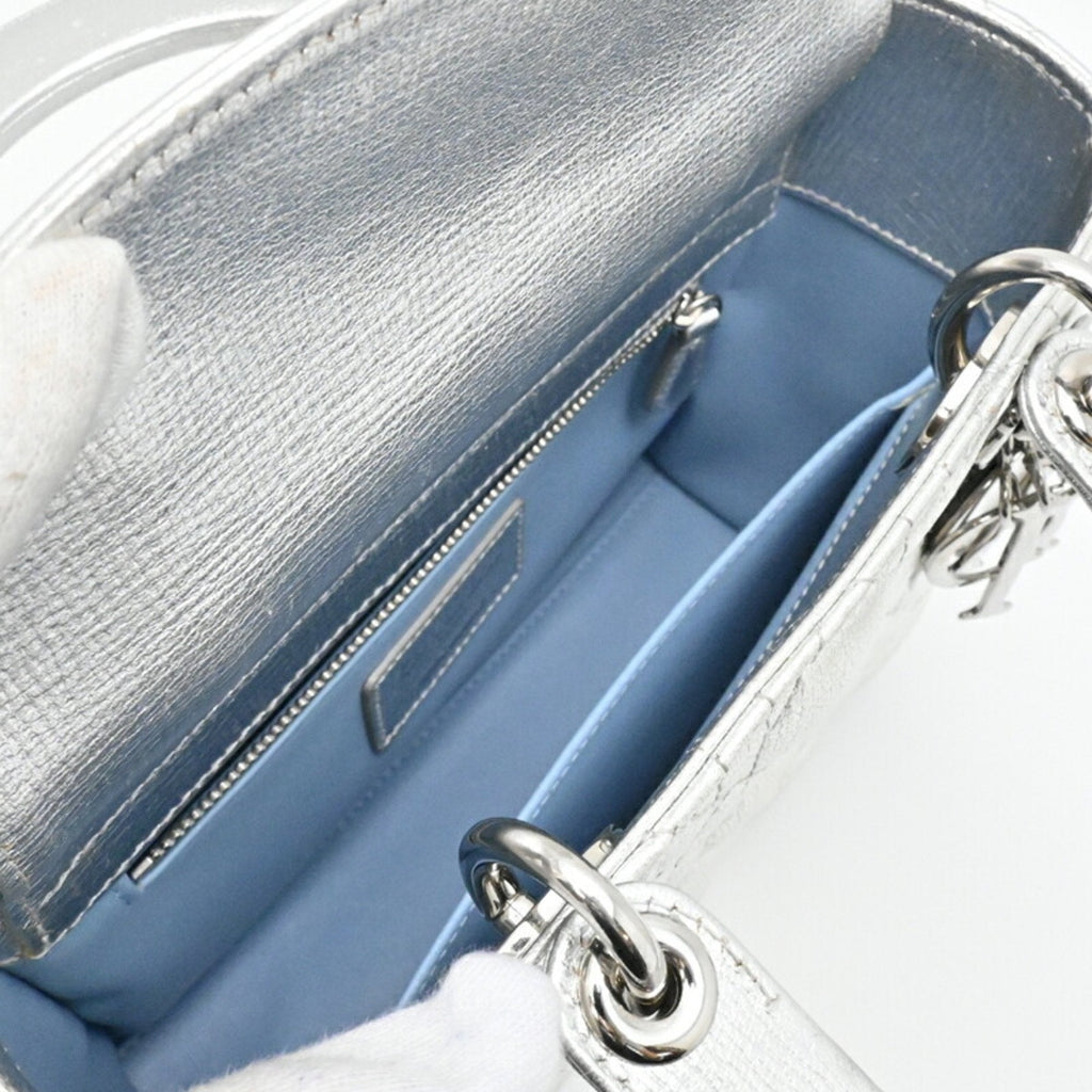 Christian Dior Silver Leather Handbag (Pre-Owned)