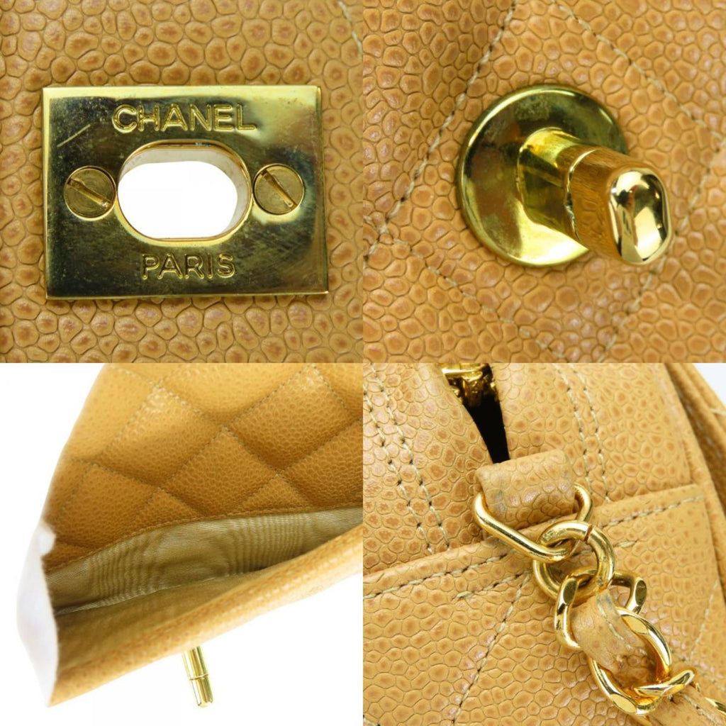 Chanel Beige Grained Calfskin Shoulder Bag