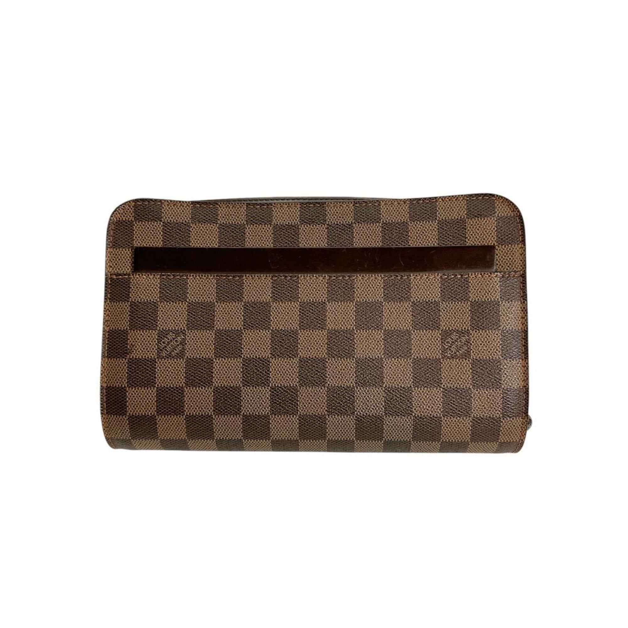 Louis Vuitton Brown Damier Canvas Clutch Bag