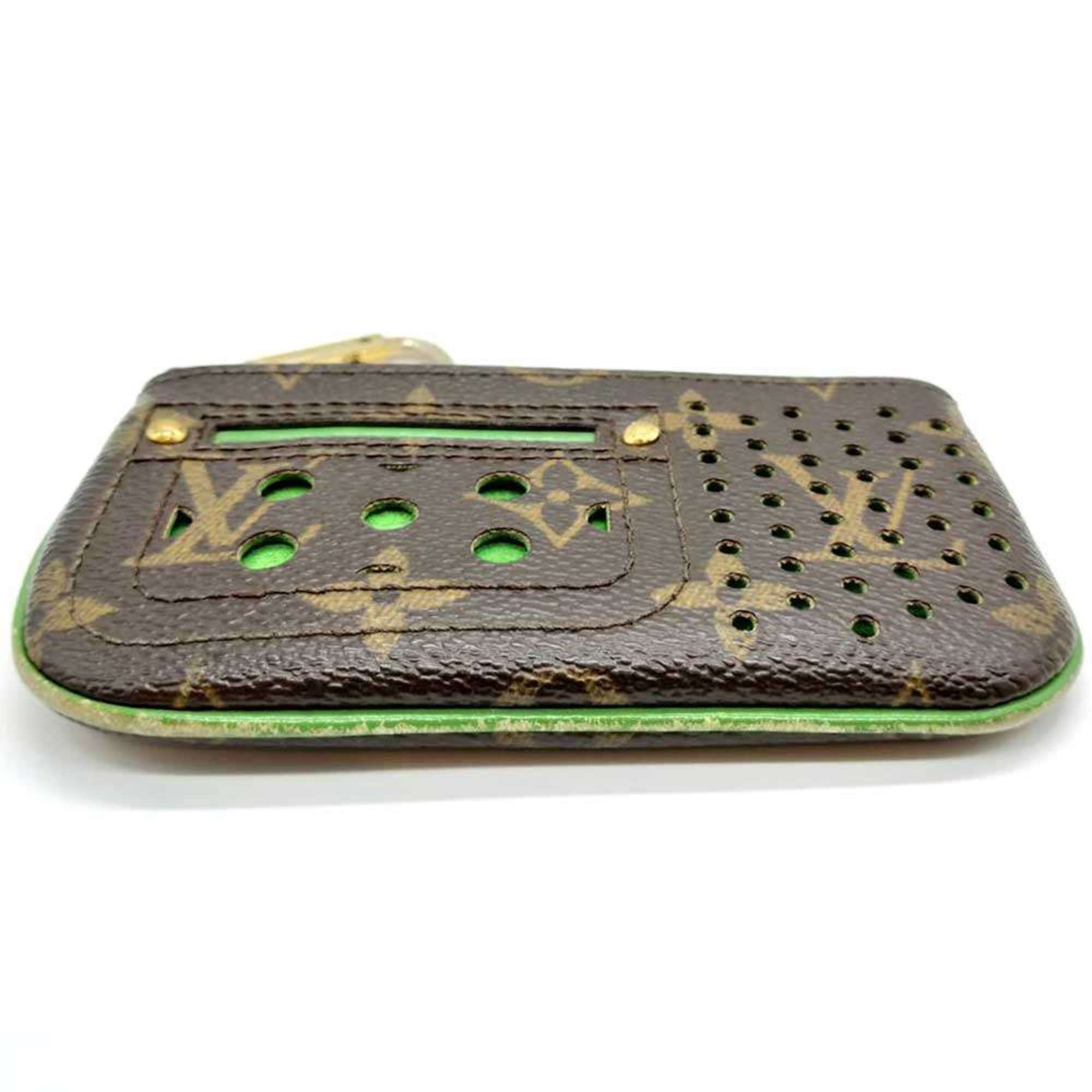 Louis Vuitton Brown Green Vert Monogram Perforated Coin Purse/Coin Case
