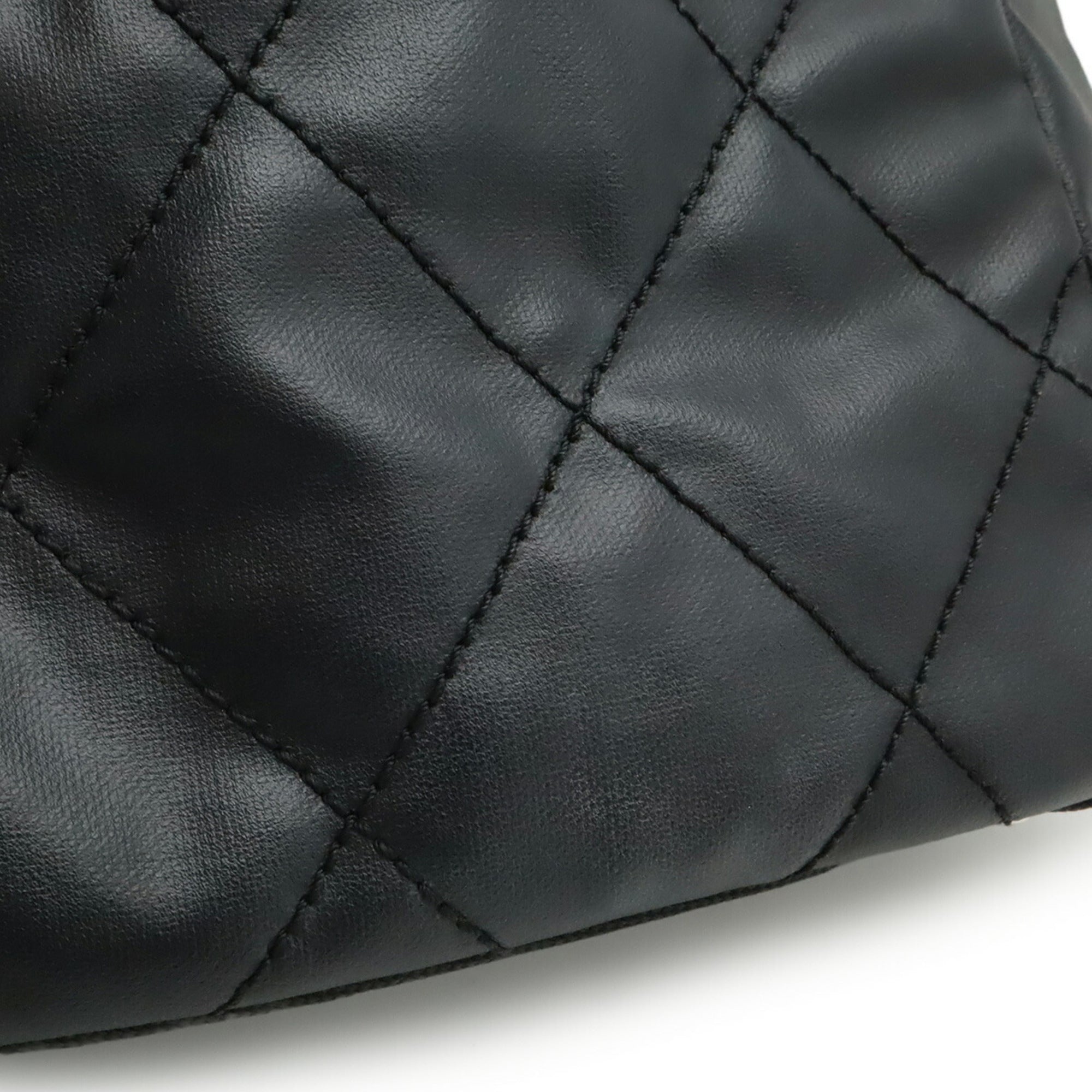 Chanel Black Coated Canvas Leather Shoulder Bag Tote Bag