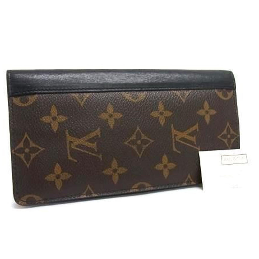 Louis Vuitton Monogram Macassar Black Brown Pvc Leather Long Wallet