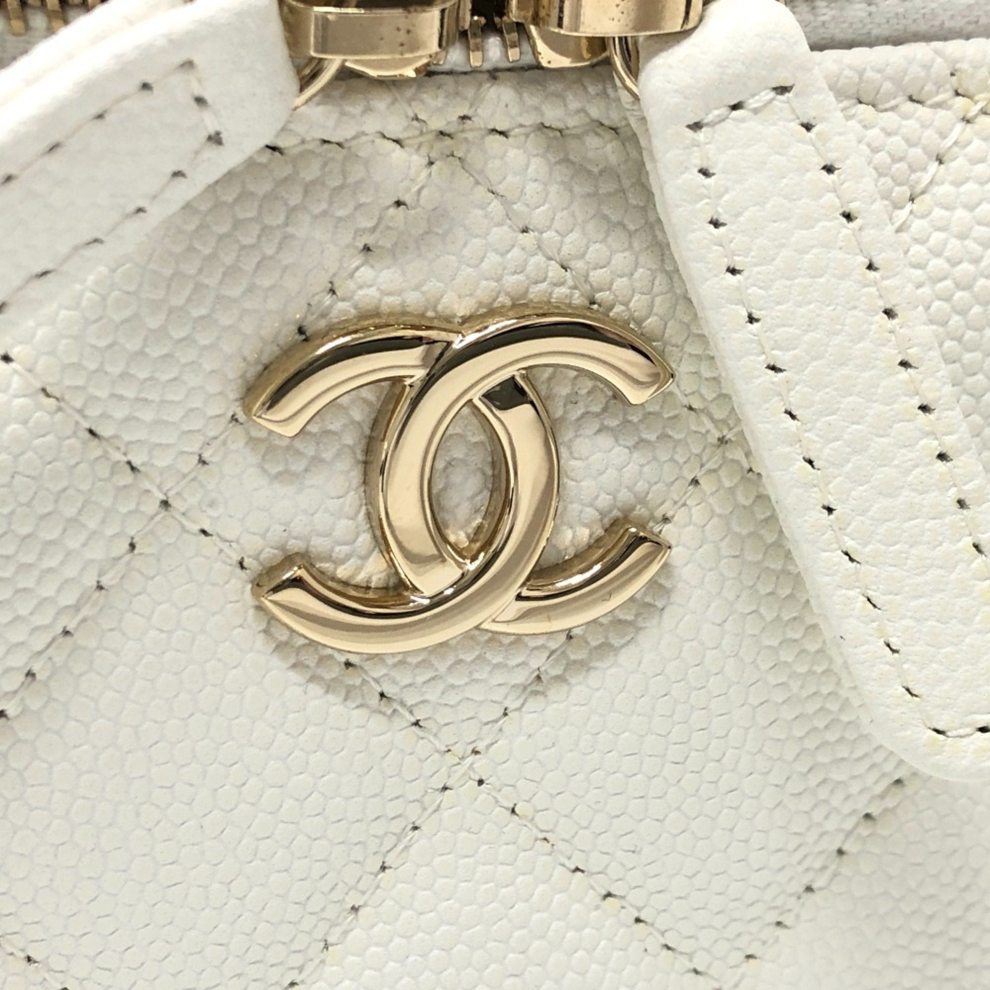Chanel Caviar Skin White Caviar Leather Handbag Shoulder Bag Vanity Bag