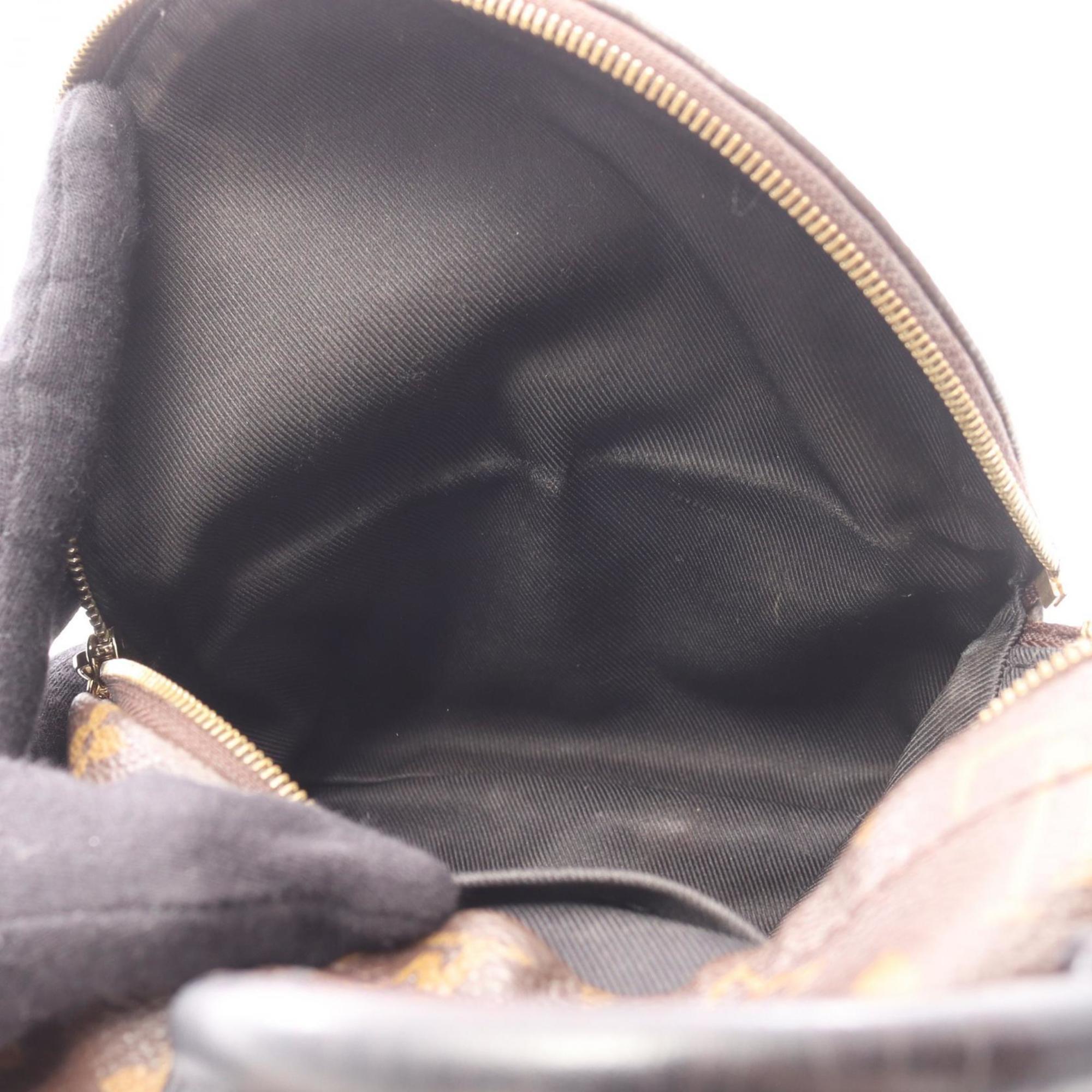 Louis Vuitton Black Brown Coated Canvas Leather Backpack