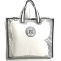 Fendi Black White Coated Canvas Handbag Tote Bag