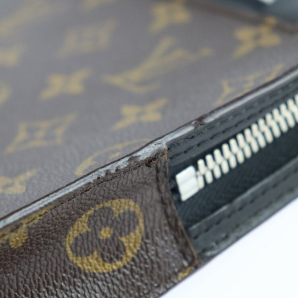 Louis Vuitton Black Brown Pvc Leather Clutch Bag Handbag