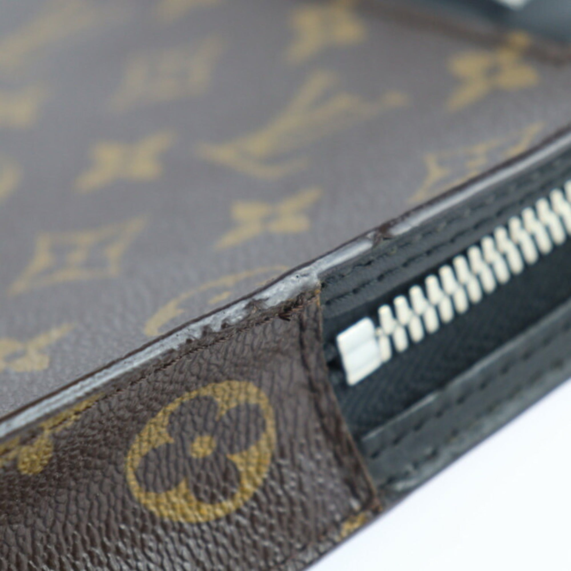 Louis Vuitton Black Brown Pvc Leather Clutch Bag Handbag
