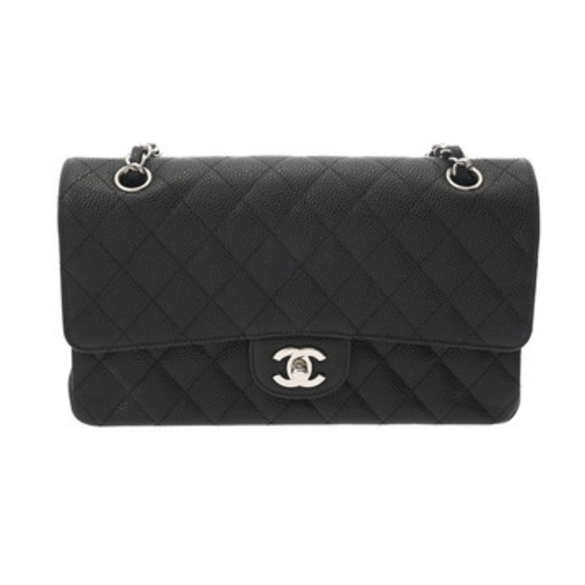 Chanel Black Grained Calfskin Shoulder Bag