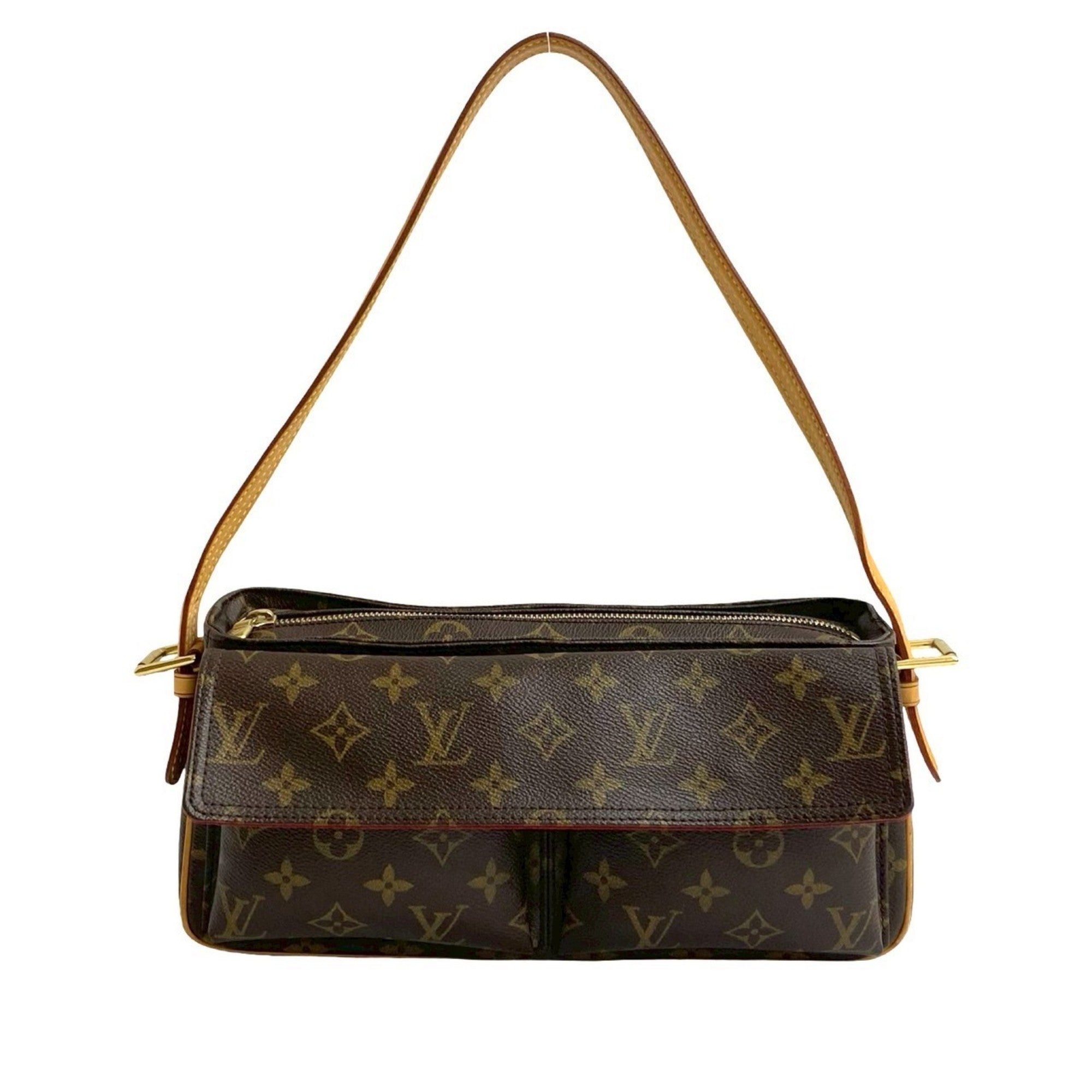 Louis Vuitton Brown Leather Pvc Shoulder Bag Tote Bag