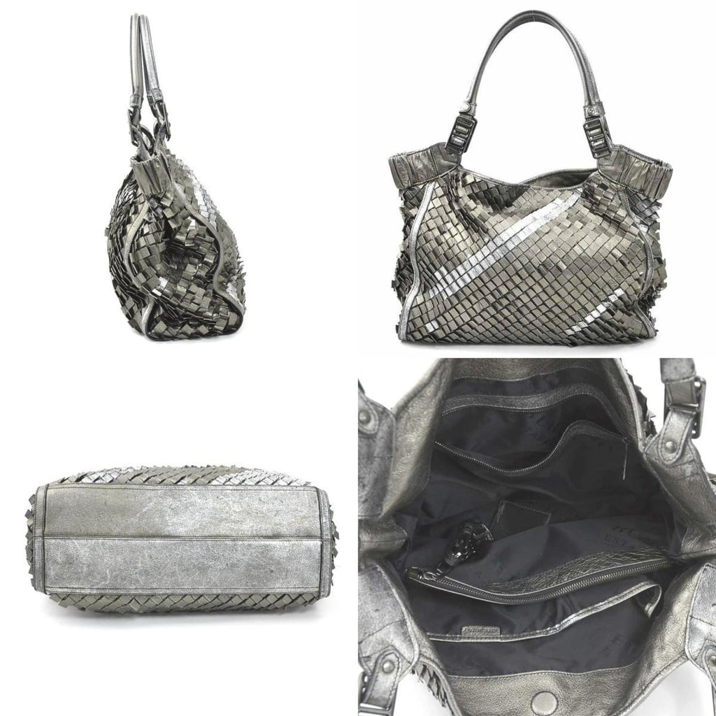 Burberry Metallic Gray Leather Shoulder Bag