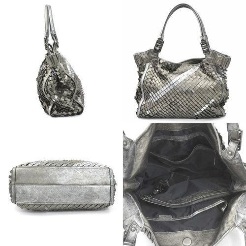 Burberry Metallic Gray Leather Shoulder Bag