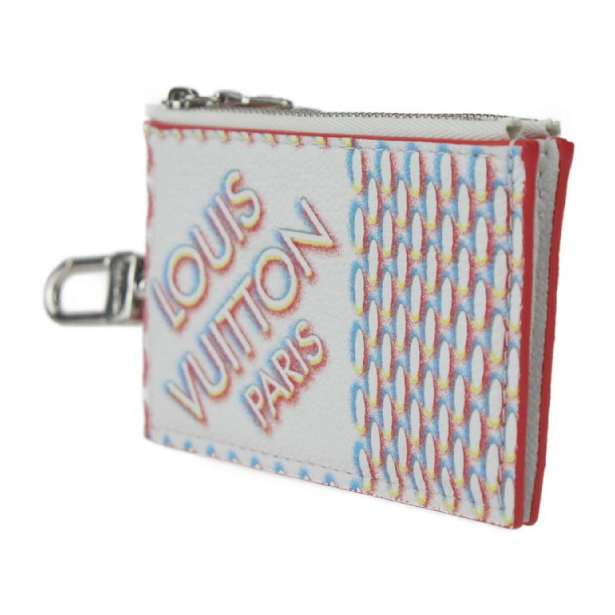 Louis Vuitton Blanc Multi-Color White Leather Coin Purse/Coin Case
