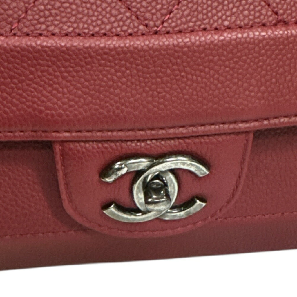 Chanel Matelasse Red Color Leather Shoulder Bag