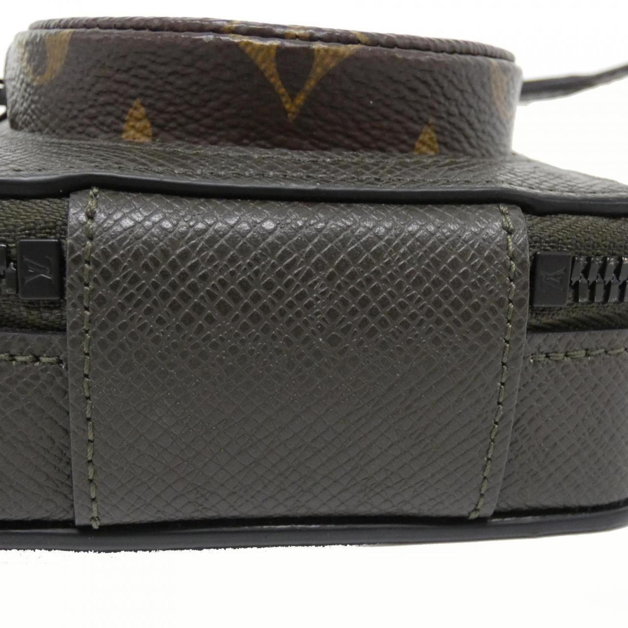 Louis Vuitton Black Khaki Marron Coated Canvas Leather Shoulder Bag